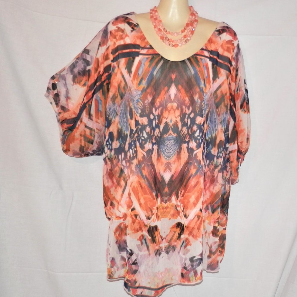 Live and Let Live 2X Coral Asymmetrical Top H582